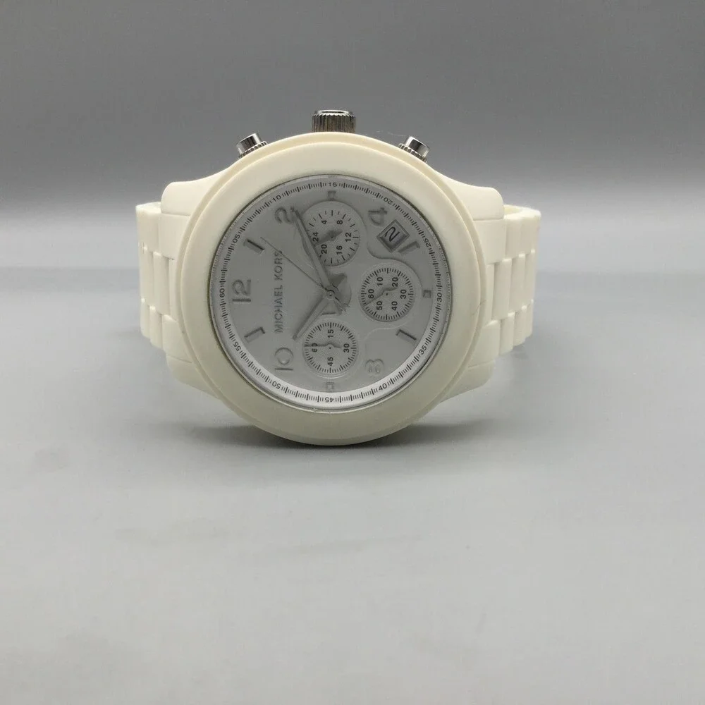Michael Kors MK-5292 Womens Watch 42mm White Chronograph New Battery